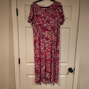 Carole Hochman stretchy pink and white patterned midi dress
